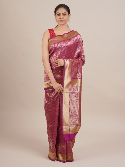 

Pothys Magenta & Golden Jute Silk Woven Design Saree