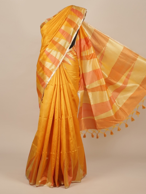 

Pothys Mustard Solid Jute Silk Saree
