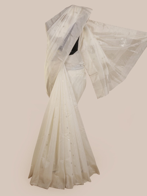 

Pothys White Pure Silk Woven Design Kanjeevaram Saree