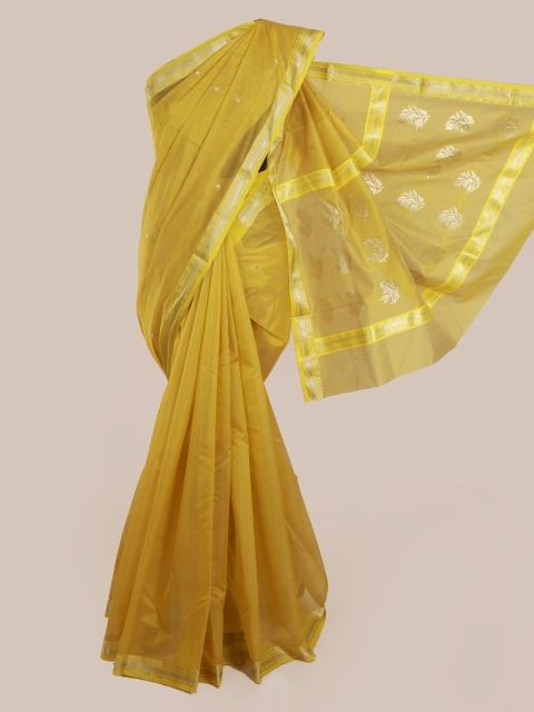 

Pothys Mustard Pure Silk Cotton Woven Design Kanjeevaram Handloom Saree