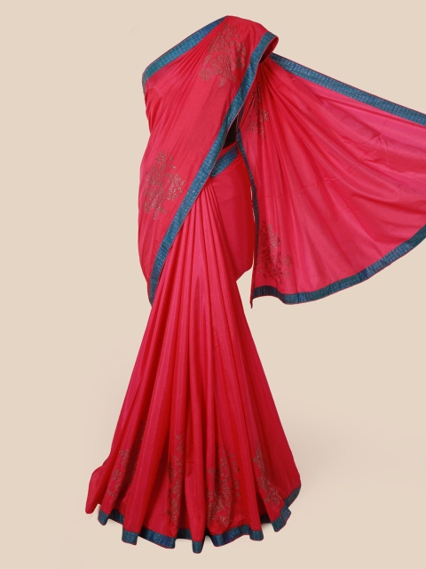 

Pothys Magenta Embellished Jute Silk Saree