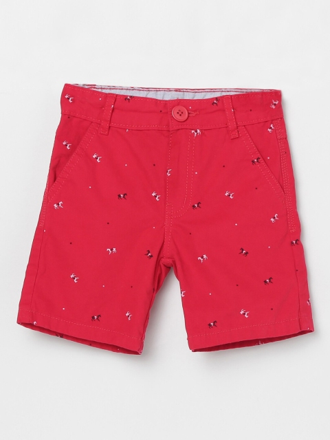 

max Boys Red Printed Regular Fit Regular Shorts