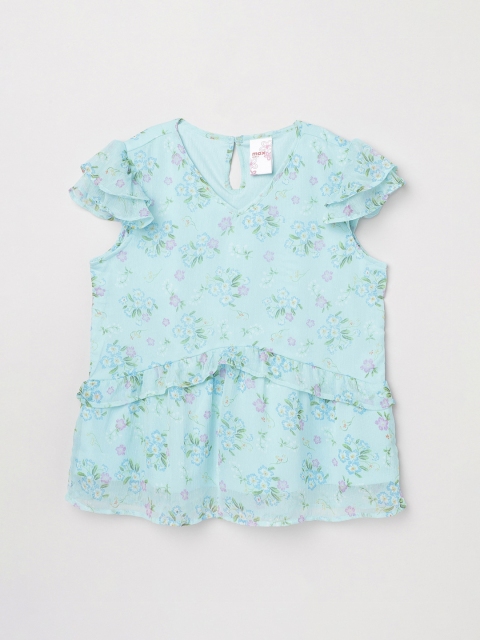 

max Blue Printed Tiered Top