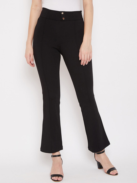 

Madame Women Black Solid Relaxed-Fit Cotton Treggings