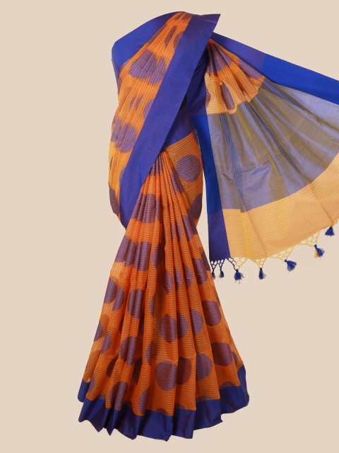 

Pothys Orange Printed Supernet Saree