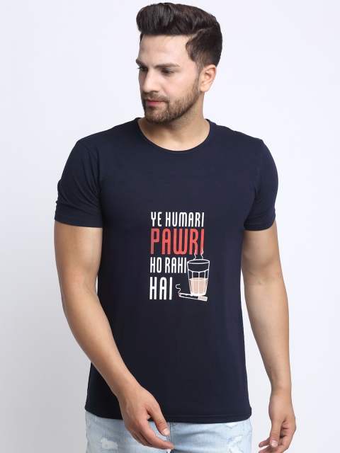 

VIMAL JONNEY Men Navy Blue Printed Round Neck T-shirt
