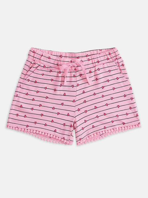

Pantaloons Junior Girls Pink Striped Regular Fit Regular Shorts
