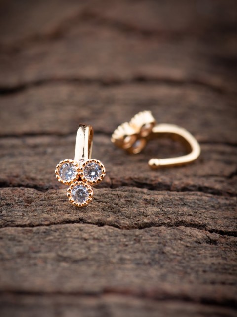 

Alankruthi Set Of 2 Gold-Plated White CZ & AD-Studded Nosepins
