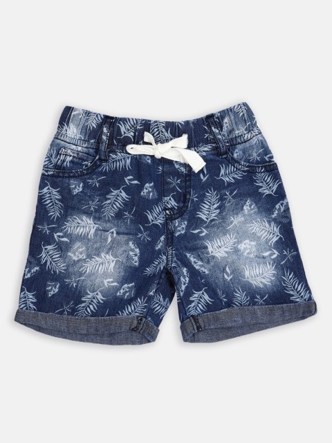 

Nauti Nati Boys Blue Printed Regular Fit Denim Shorts