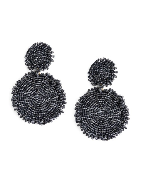 

Foxy Sperks Navy Blue Beaded Circular Drop Earrings