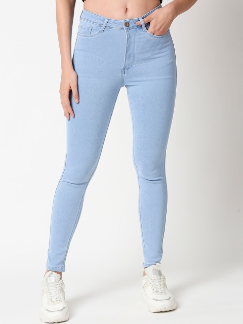 

PURPLE WATER Women Blue Slim Fit High-Rise Cotton Clean Look Jeans