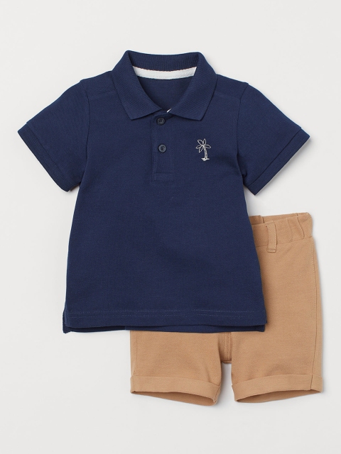 

H&M Blue & Beige Polo Shirt and Shorts