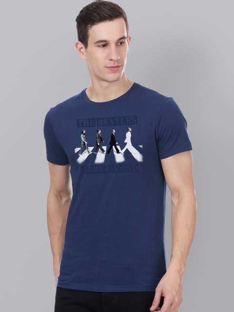

Free Authority Men Blue The Beatles Printed Round Neck T-shirt