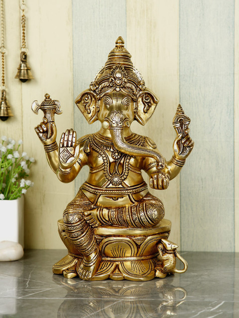 

CraftVatika Gold-Toned Lord Ganesh Idol Showpiece