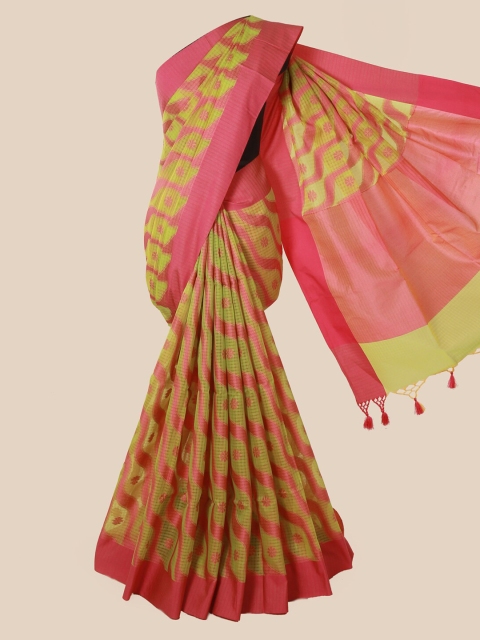 

Pothys Green & Pink Supernet Printed Saree