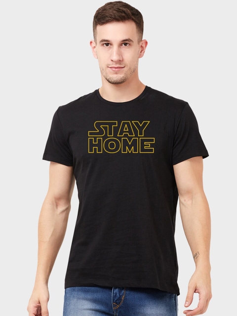 

Free Authority Men Black Printed Round Neck Cotton Pure Cotton T-shirt