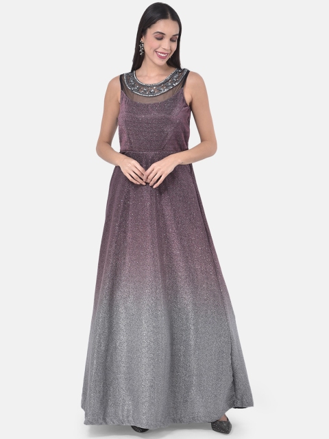 

Neerus Women Grey Embellished Maxi Dress