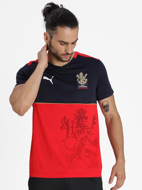 

Puma Men Navy Blue & Red Royal Challengers Bangalore Colourblocked Round Neck T-shirt