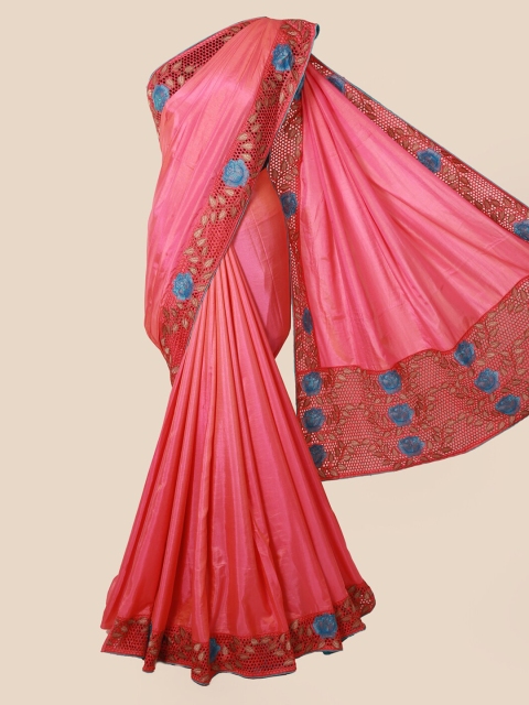 

Pothys Pink Solid Jute Silk Saree