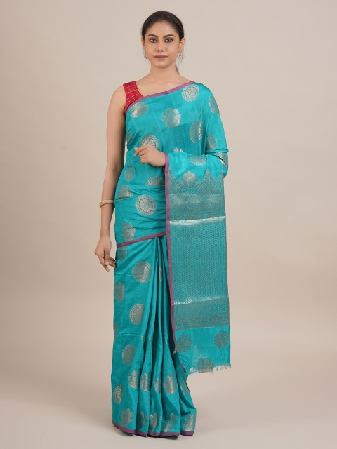 

Pothys Blue Woven Design Jute Silk Saree