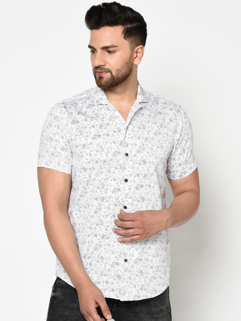 

Blackberrys Men White & Grey Cotton Regular Fit Printed Casual Shirt