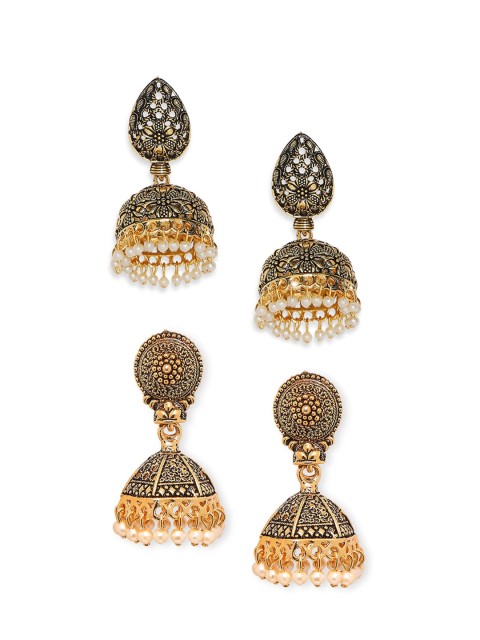

OOMPH Set Of 2 Gold-Toned Contemporary Jhumkas