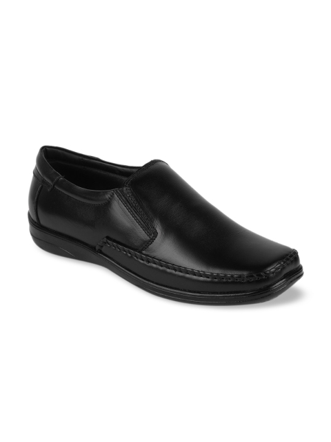 

FAUSTO Men Black Solid Leather Formal Loafers