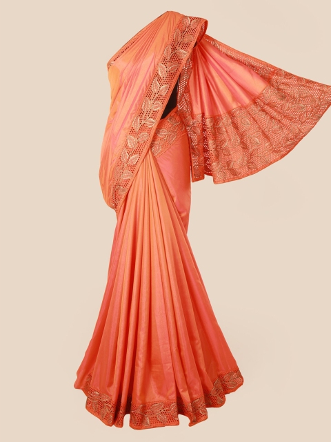 

Pothys Orange Solid Jute Silk Saree