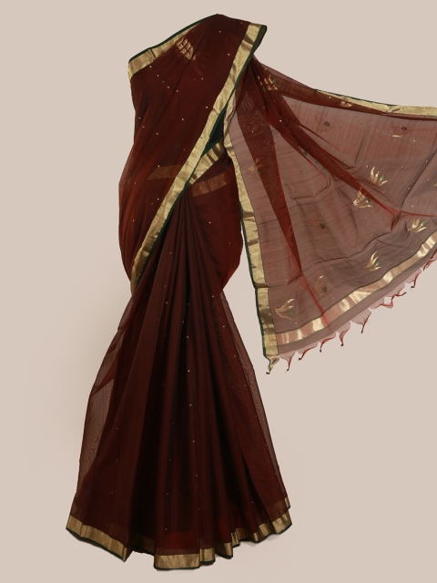 

Pothys Brown & Green Pure Silk Woven Design Saree