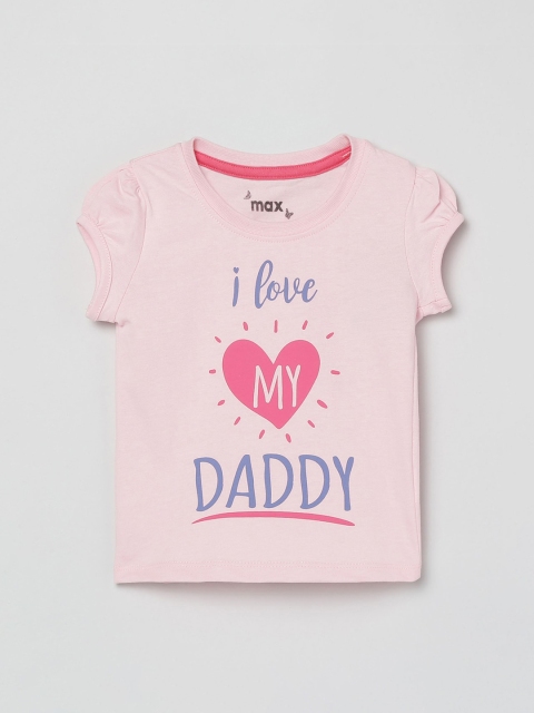 

max Girls Pink Printed Round Neck T-shirt