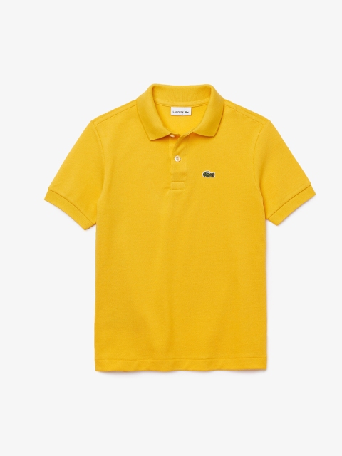 

Lacoste Boys Yellow Solid Polo Collar T-shirt