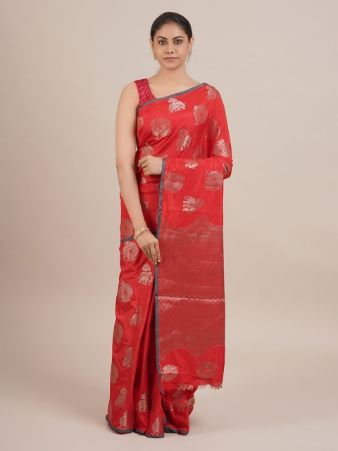 

Pothys Red Woven Design Jute Silk Saree