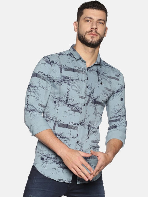 

SHOWOFF Men Blue Slim Fit Printed Cotton Casual Shirt