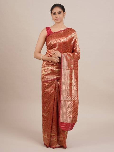 

Pothys Red Woven Design Jute Silk Saree