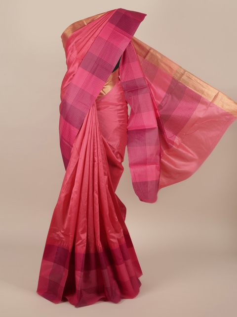 

Pothys Pink Solid Jute Silk Saree