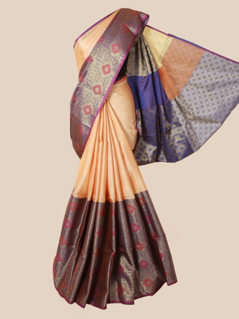 

Pothys Peach-Coloured Woven Design Jute Silk Saree