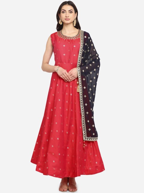 

BOMBAY SELECTIONS Women Red & Black Woven Design Kurta with Pyjamas & Dupatta
