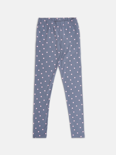 

Pantaloons Junior Girls Grey & Pink Polka Dot Print Ankle-Length Cotton Leggings