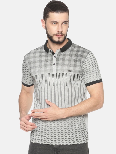 

HALTON HILLS Men Grey Printed Polo Collar T-shirt