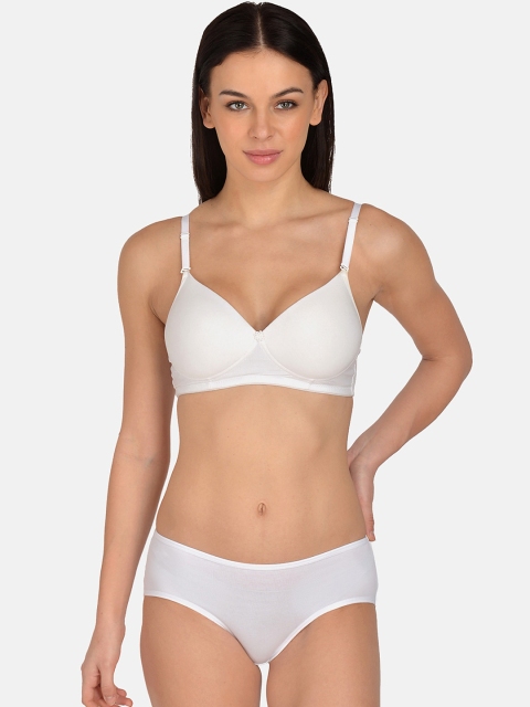 

mod & shy Women White Solid Padded Seamless Lingerie Set MS272