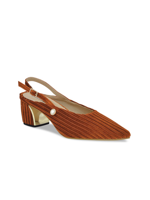 

GIRL EXCUSE Women Brown Striped Pumps