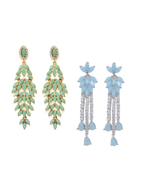 

Mahi Set of 2 Gold-Plated Contemporary Dangle Drop Earrings, Multi