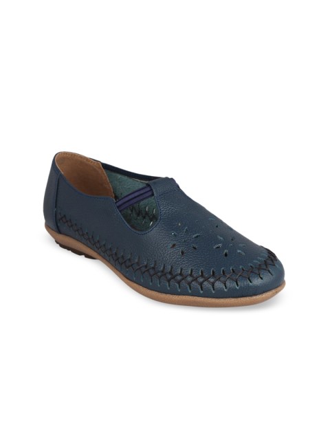 

pelle albero Women Blue Solid Leather Ballerinas
