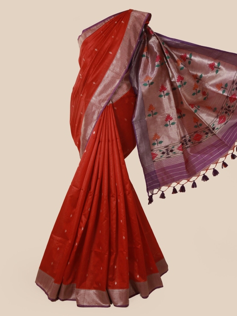 

Pothys Red Woven Design Cotton Blend Saree