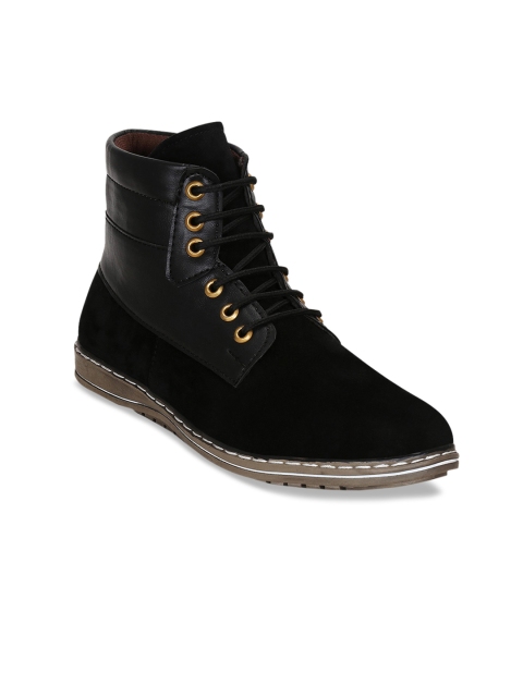 

Get Glamr Men Black High-Top Flat Boots Casual Shoes