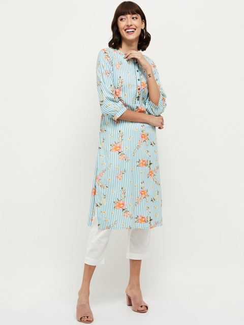 

max Women Blue Printed Kurta