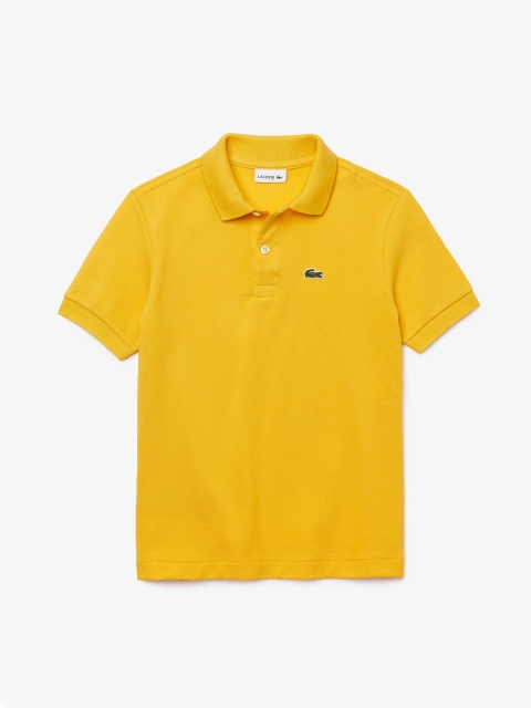 

Lacoste Boys Yellow Solid Pure Cotton Polo Collar T-shirt