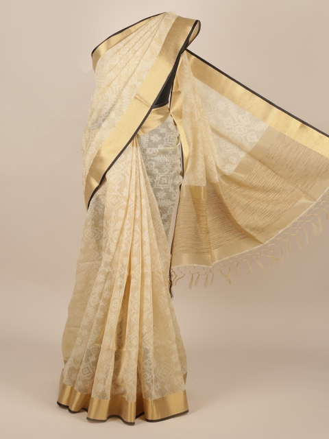 

Pothys Cream-Coloured Woven Design Jute Silk Saree