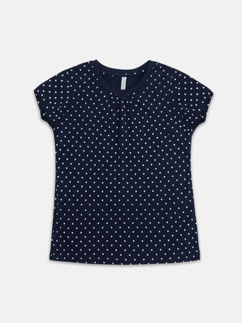 

Pantaloons Junior Girls Navy Blue Printed Round Neck Cotton Pure Cotton T-shirt
