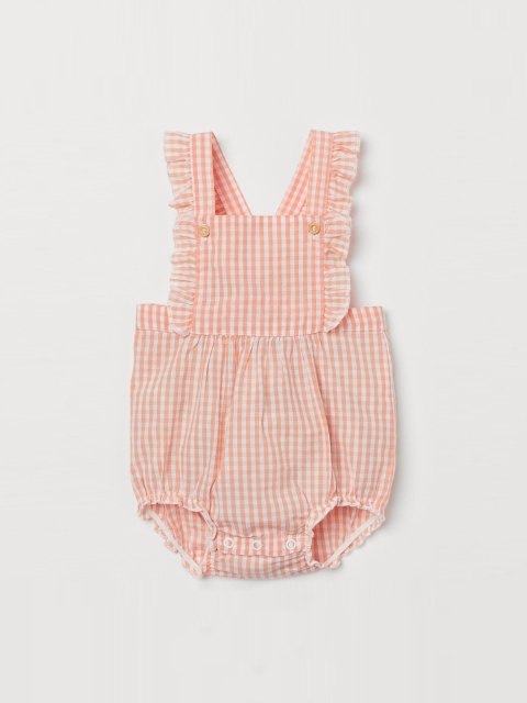 

H&M Girls Orange & White Frill-Trimmed Dungaree Shorts